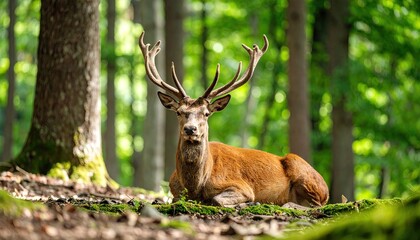 Naklejka premium Forest deer resting