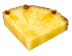 Pineapple wedge glistening against a black background