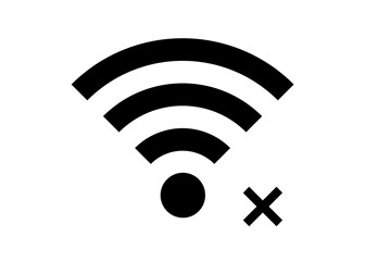 黒いバツ印のWi-Fi ロゴ マークのイラスト ピクトグラム