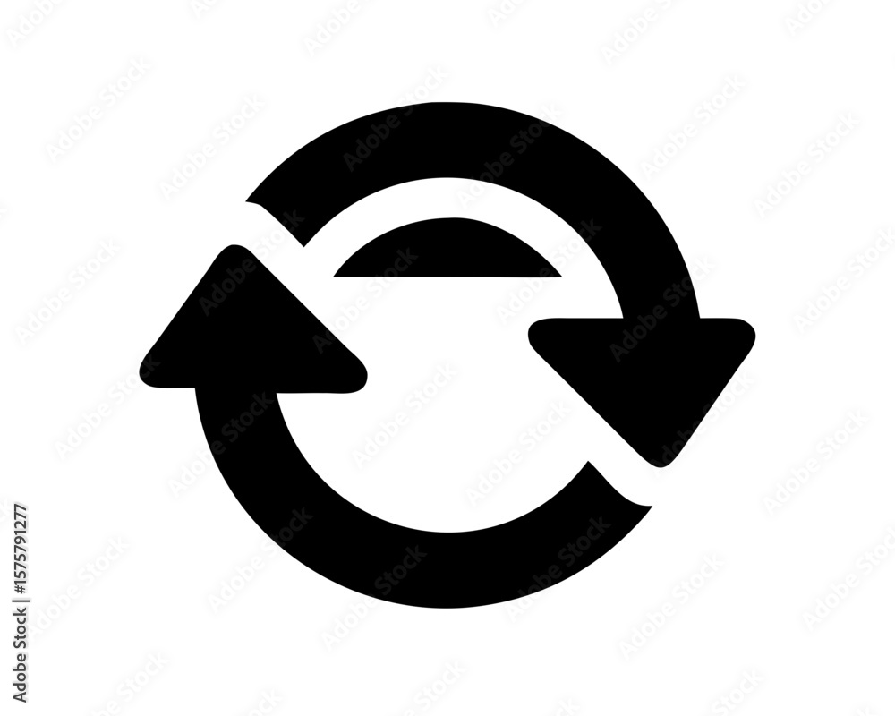 Poster circular arrow refresh or reload icon silhouette vector design concept
