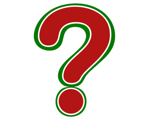 Striking red green and white question mark with transparency for creative design