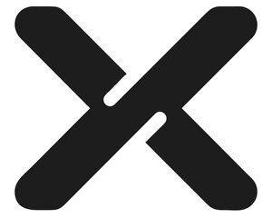 Simple black x mark silhouette design for close or cancel symbols