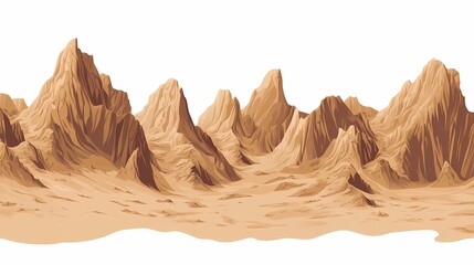Detailed illustration of a desert mountain range.