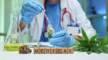A skilled healthcare professional analyzes medical cannabis for various research and treatment...