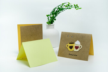 concept minimalist birthday card with a green-themed envelope and insert card suitable for mockup...