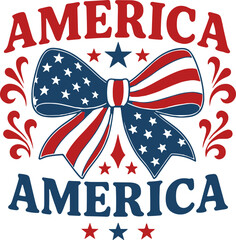 America coquette Bow svg, Coquette fourth of July svg, America flag svg