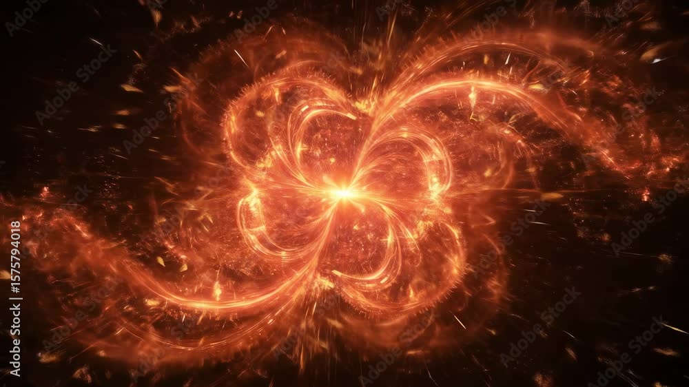 Poster fiery cosmic explosion - a mesmerizing abstract animation depicting a fiery cosmic explosion with sw