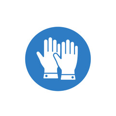 Obraz premium White gloves icon on blue circular background 