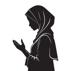 Silhouette of a islamic woman wearing a hood with stylish profile and shadow design