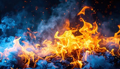 Fototapeta premium Fiery flames and smoke (1)