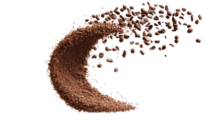 Ground carob flying in shape circle on white background