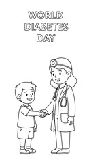 Doctor and child shaking hands celebrating world diabetes day isolated on transparent background