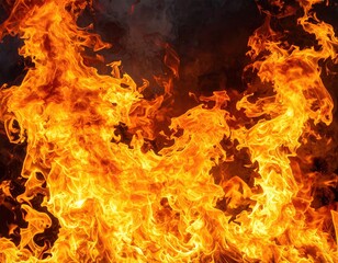 Fiery flames engulfing surface