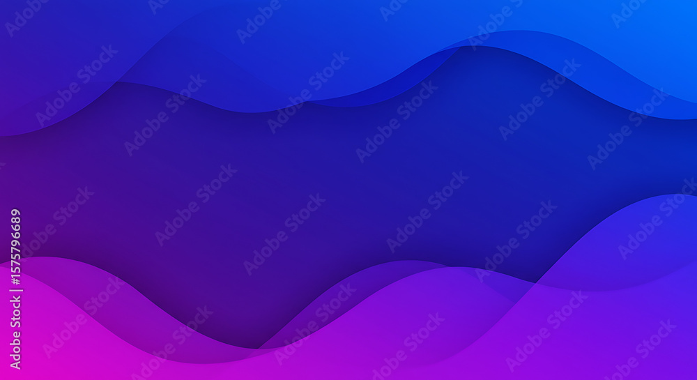 Poster smooth abstract background featuring flowing wavy shapes in harmonious gradients of vibrant blue and