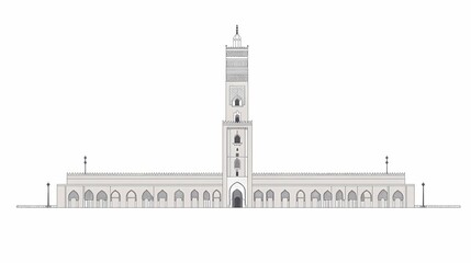 Obraz premium Architectural drawing of a mosque facade.