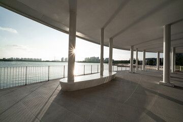 corridor in open space with sunlight
