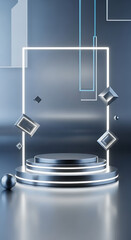 Futuristic Abstract Podium with Geometric Shapes