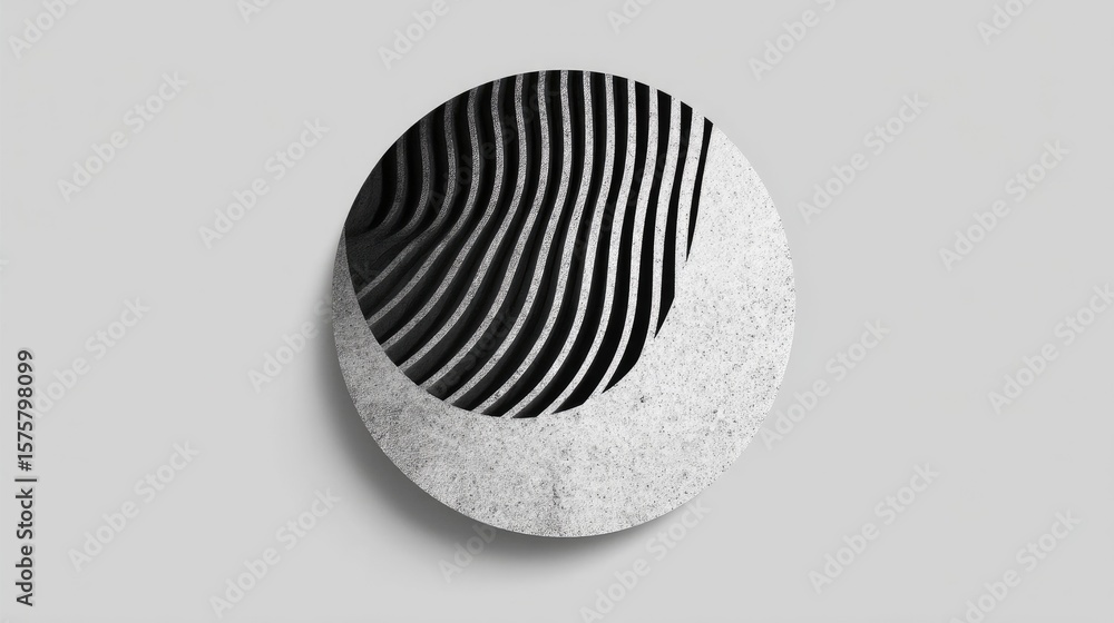 Poster abstract circular design with textured surface and curved lines