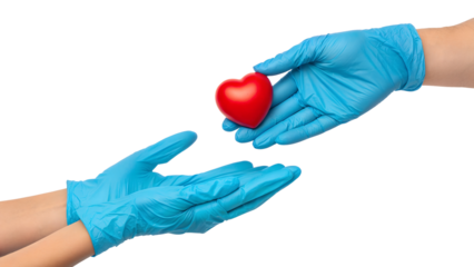 hand in glove with red glove