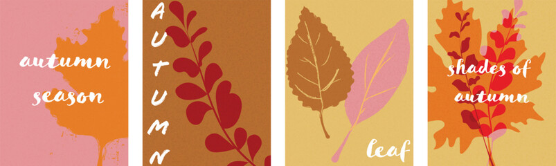 Retro Doodle Autumn Cards with Grainy Texture in Minimal, Organic, Textured, and Handdrawn style, perfect for cozy fall celebrations.