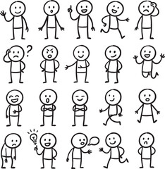 stickman mascot characters cute man