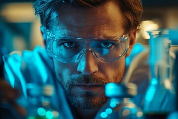 Scientist conducting a chemical test in a research lab to study vaccines, contributing to medical advancements and public health, Generative AI
