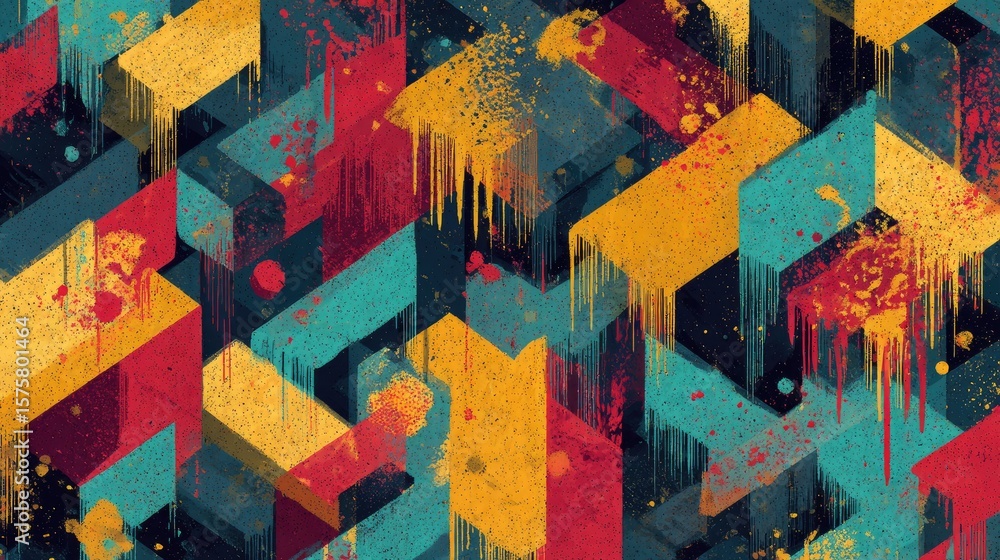Poster abstract geometric cube pattern