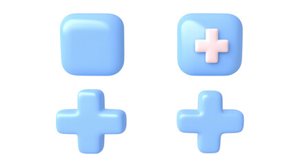 Fototapeta premium 3D Blue healthcare symbols, perfect for medical or clinical design projects isolated on white background