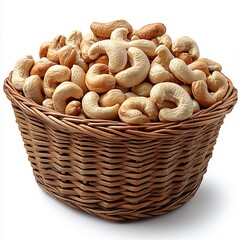 A basket filled with fresh and delicious cashew nuts.