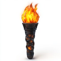 A vibrant torch with flames, symbolizing light and inspiration.