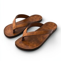 Stylish brown leather flip-flops for summer wear.