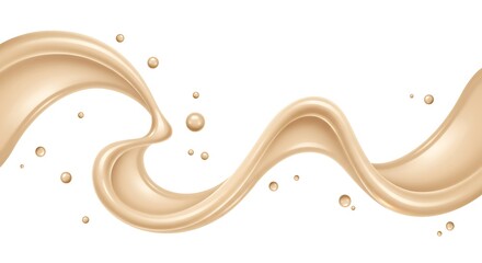 Beige Creamy Swirl - Abstract Liquid Wave