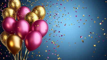 Colorful helium balloons floating against a vibrant multicolored background, festive party decoration concept for birthday celebrations and joyful events




