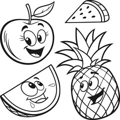 A cheerful cartoon apple with a happy face, a healthy fruit vector illustration