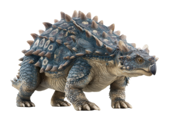 Exploring the armored ankylosaurus model nature exhibit detailed. Isolated on transparent background, png.