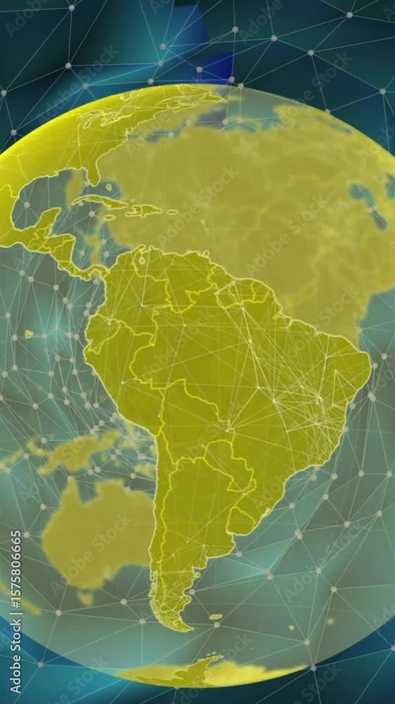 Aufkleber animation of network of connections and spinning globe against tunnel in seamless pattern