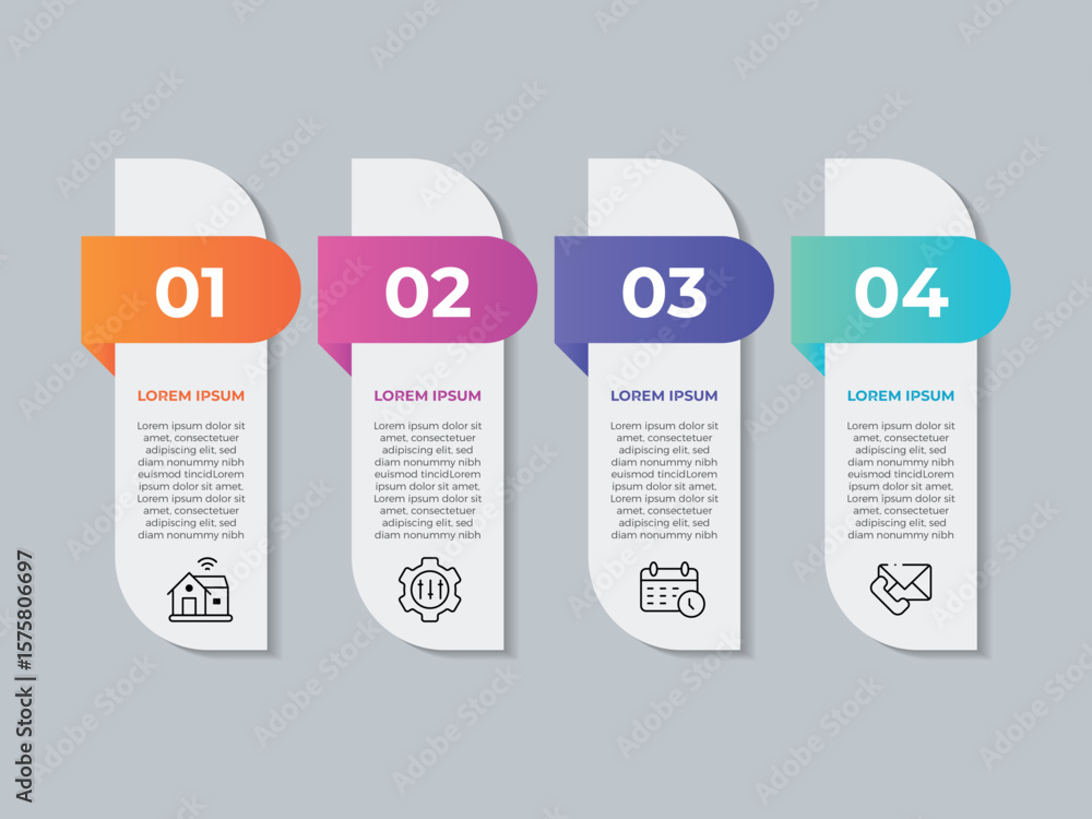 Poster design template for vector infographic labels with icons and 4 options or steps. suitable for proces