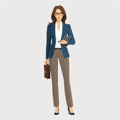 Confident Business Woman with Laptop Vector