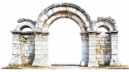 Fototapeta premium Ancient archway ruins, detailed illustration.