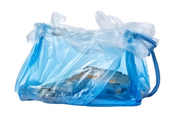 Torn plastic bag with ripped fragments