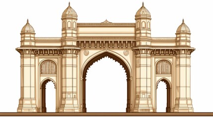 Obraz premium Detailed illustration of a historical archway structure.