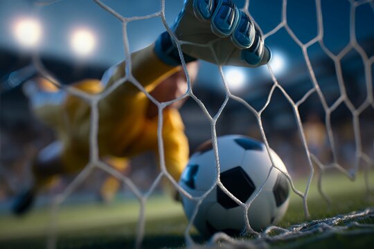 Goalkeeper Diving to Make a Crucial Save During an Intense Match