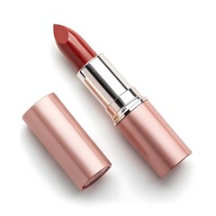 red lipstick on white background