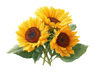 Naklejka premium Breathtaking sunflowers arrangement home floral display. Isolated on transparent background, png.
