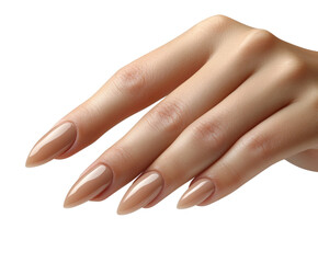Elegant hand gesture with polished nails. Isolated on transparent background, png.