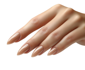 Elegant hand gesture with polished nails. Isolated on transparent background, png.