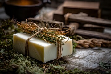 Natural Soap Wrapped in Dried Herbs and Twine for a Rustic Touch