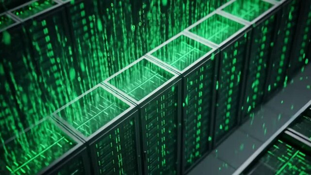 AI Server Illustration of a Matrix Code Tunnel Representing Data Transmission