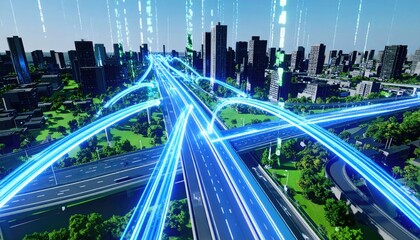 Fototapeta premium Futuristic city highway network