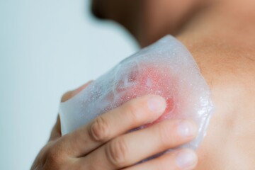 Ice Pack Being Applied to a Shoulder for Pain Relief After Injury